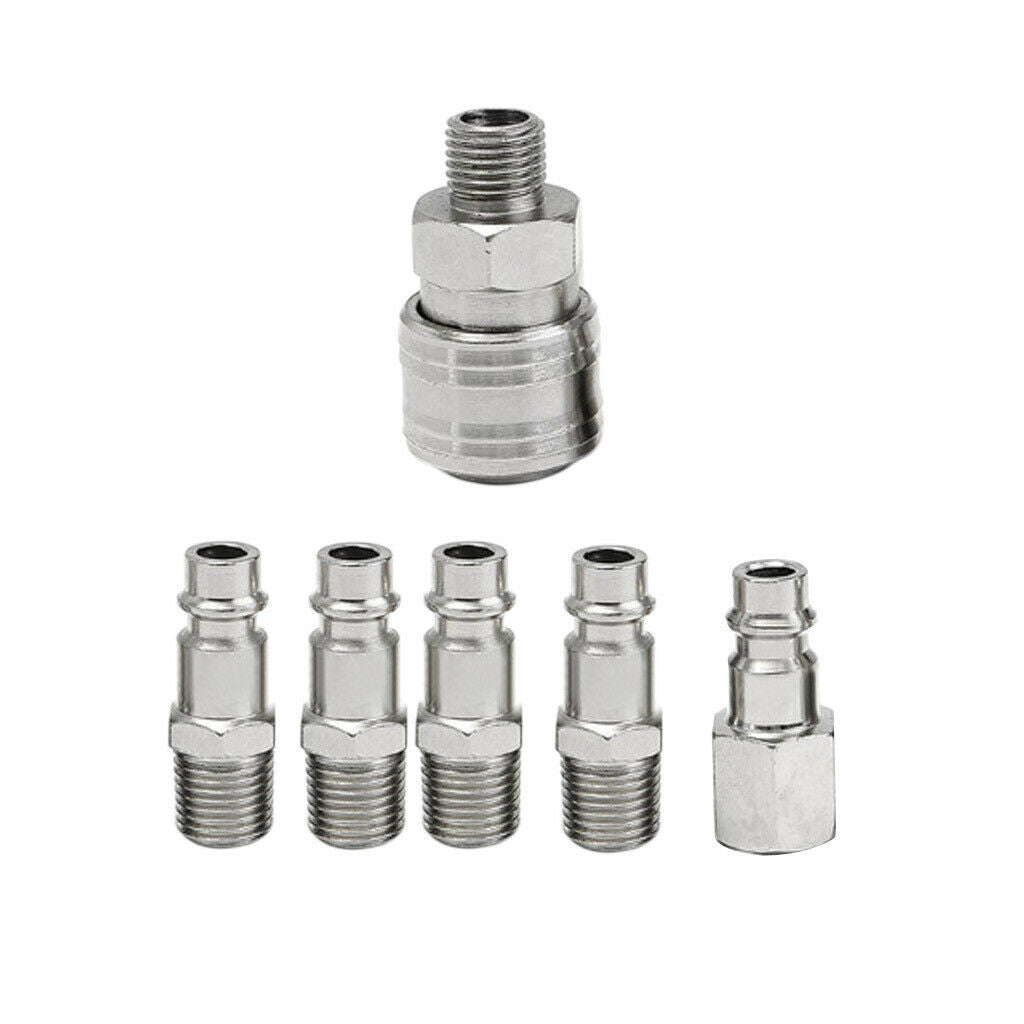 6 Pieces Pneumatic Air Quick Connectors Coupling Adapter Threaded Couplers