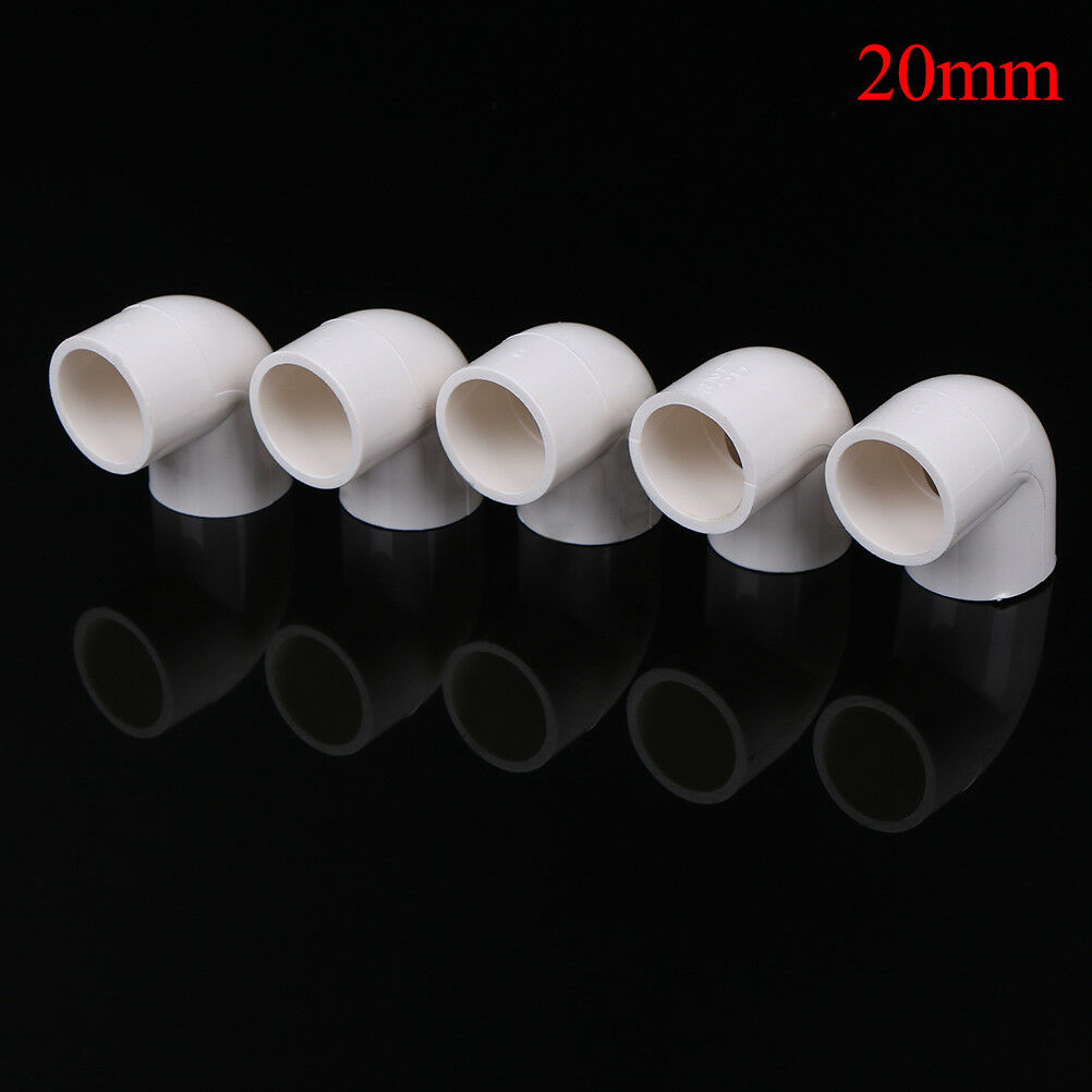 5 Pieces white 20mm dia 90 angle degree elbow pvc pipe adapter .l8