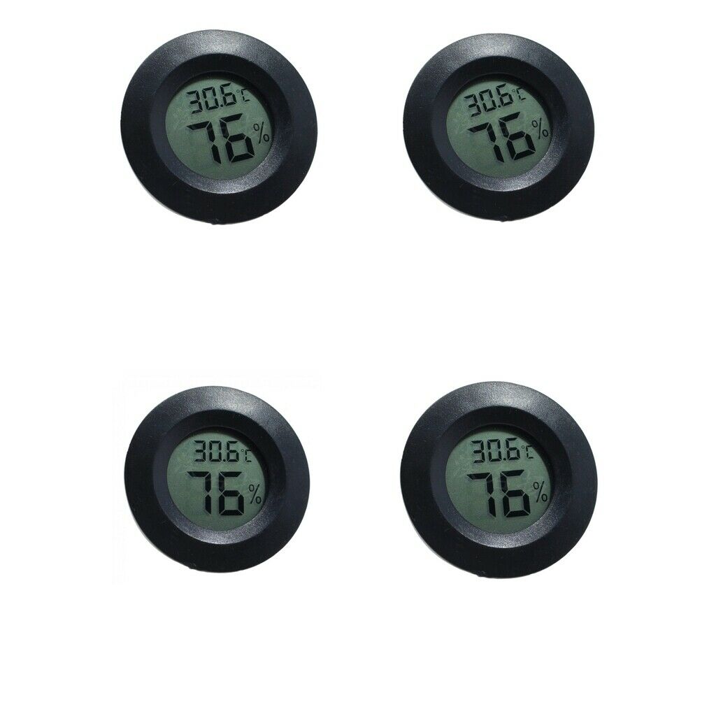 4x Thermometer Humidity Hygrometer Black Reptile Lizards Amphibians Tank