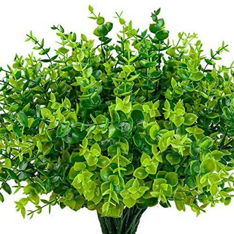 24 Pack Artificial Greenery Outdoor Plants Plastic Boxwood Shrubs Stems for Y6C2