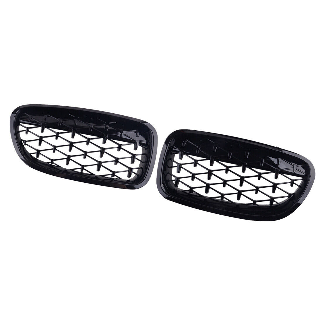 2Pcs Black Front Diamond Kidney Grills Grilles Fit For BMW 5 F10 F11 New