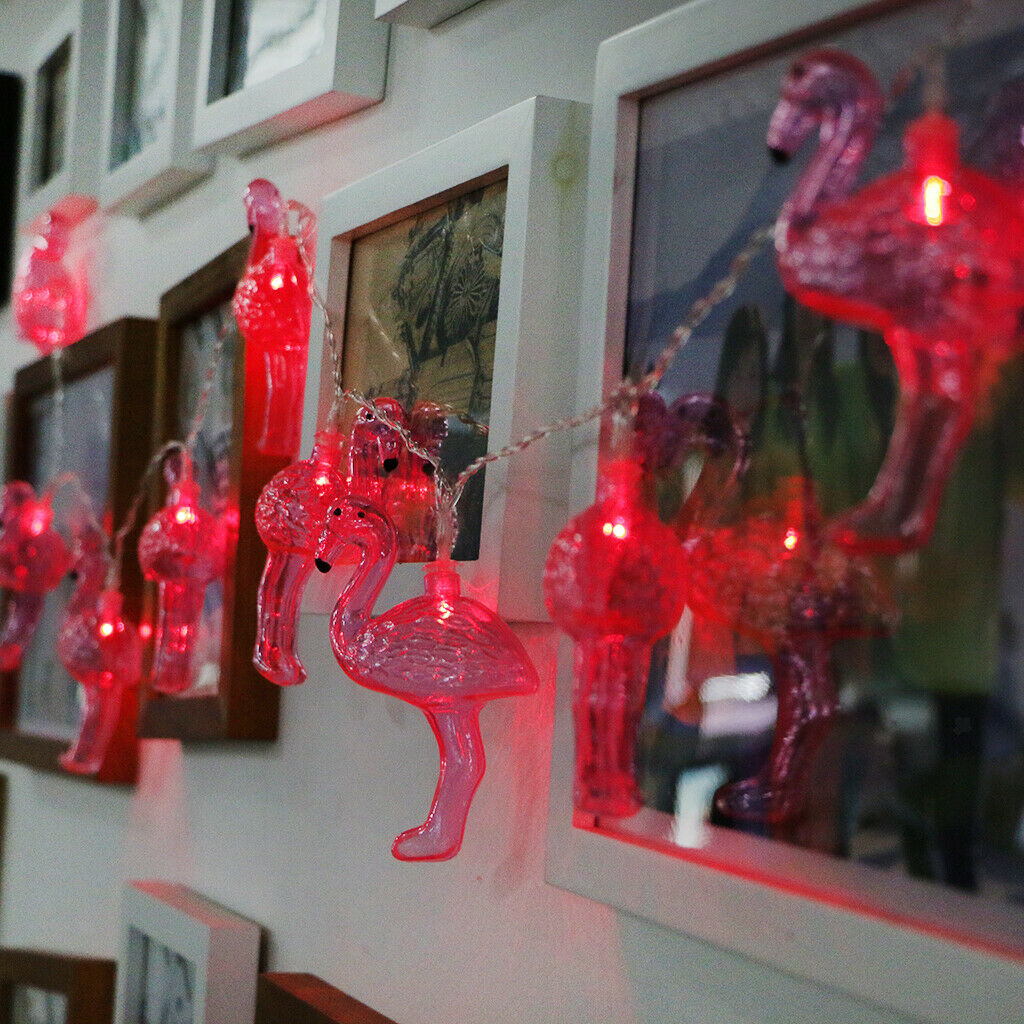 10 LED Flamingo Fairy Lights Christmas Party Tree Hanging String Lights Red