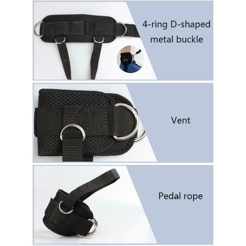 Adjustable 4 D-Ring Ankle Straps Gym Foot Cable Machine Fitness Thigh Glute Pad