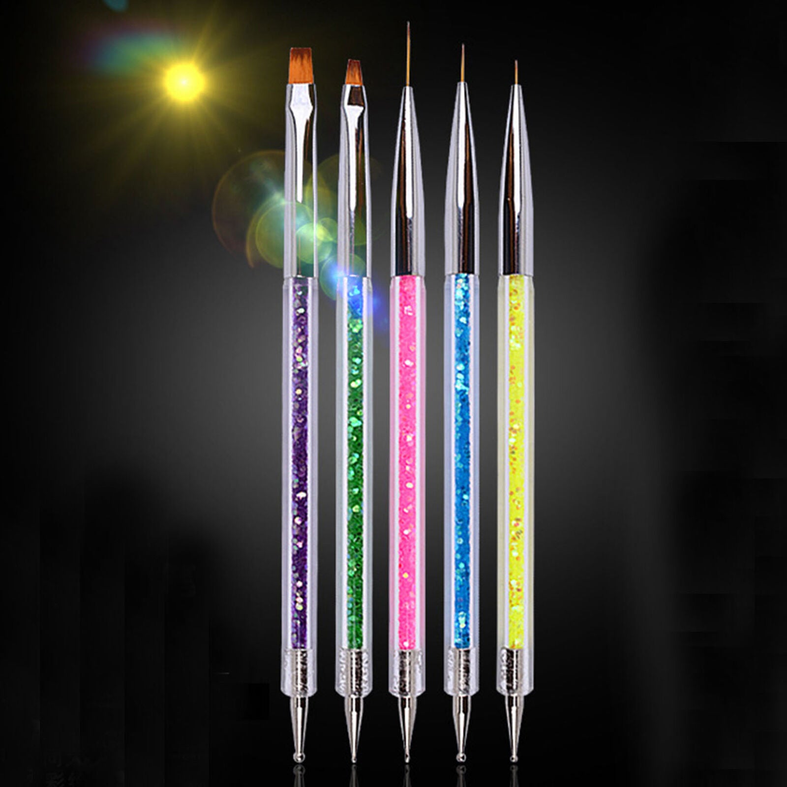 5 Pcs Tiny Nail Art Brush UV Gel Ultra Thin Liner Painting Drawing Pens