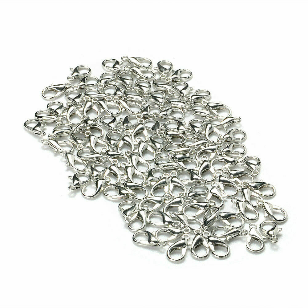 100pcs NIickle Plated Lobster Clasps Jewelry Hooks Beads Connectors