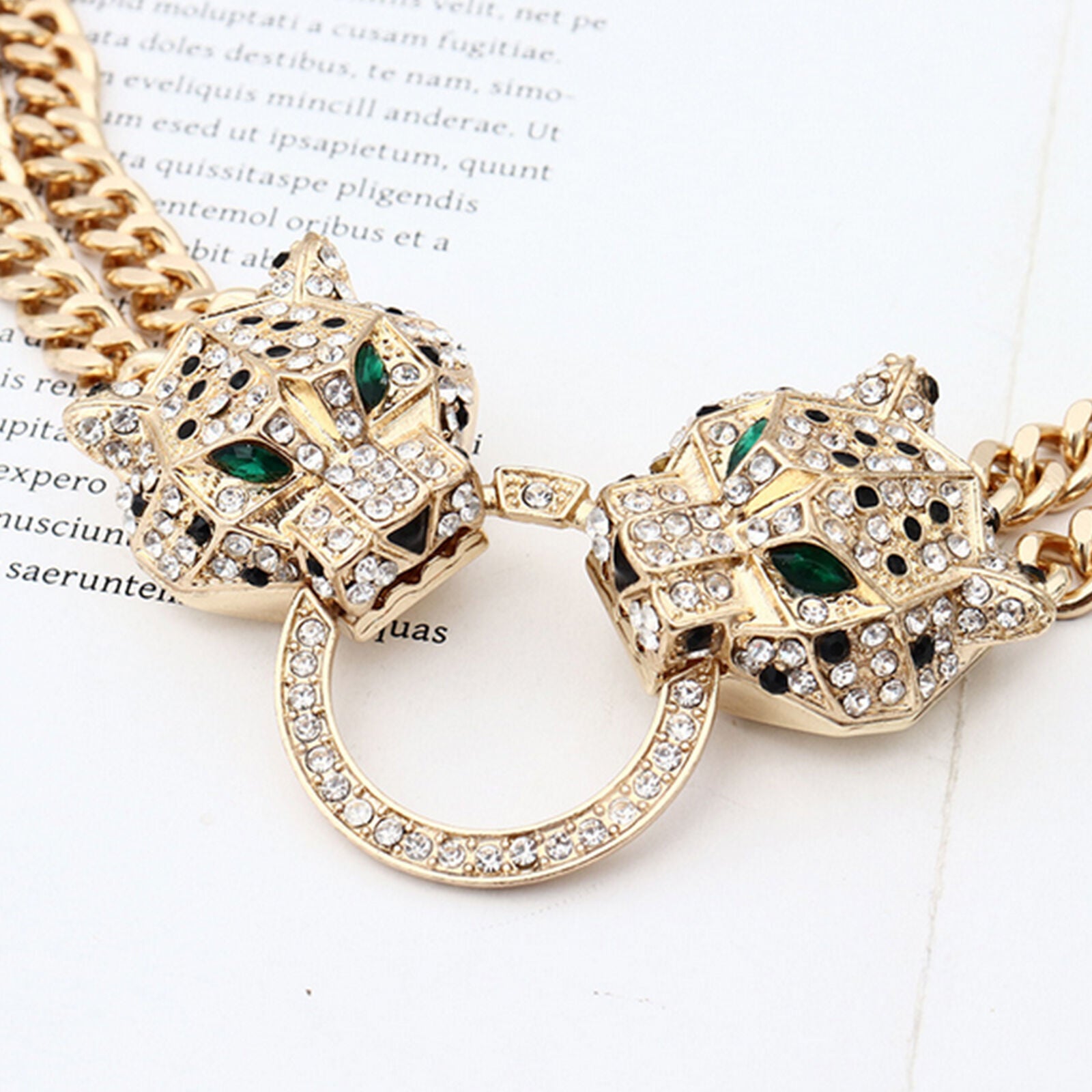 Necklace Leopard Panther Women Animal Choker Crystal Party Jewelry Neck Chain