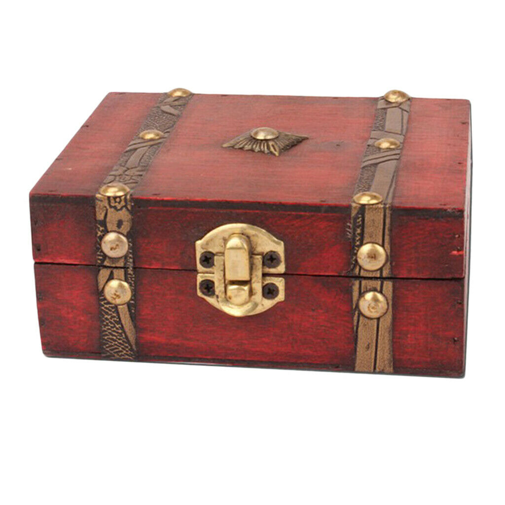 Wood Jewelry Box w/ Lock Bracelet Storage Box Organizer Holder Display Case