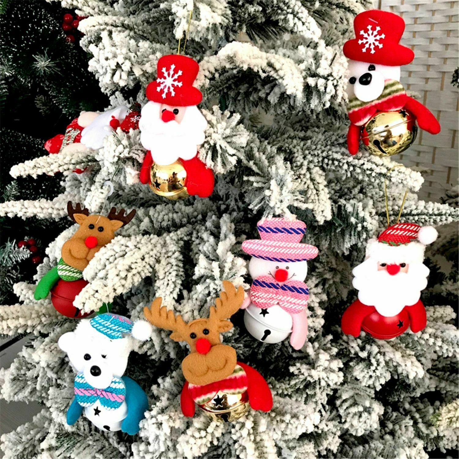 Bear Santa Claus Bells Elk Ornaments Snowman Pendant Christmas Tree Decoration