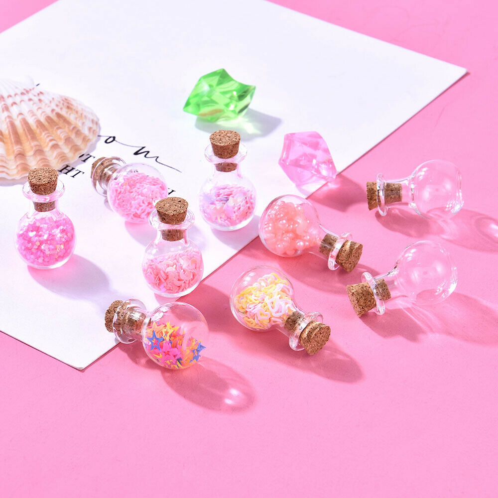 Lot Small Glass Vials With Cork Top Tiny Bottles Little Empty Jars Mini Bottles