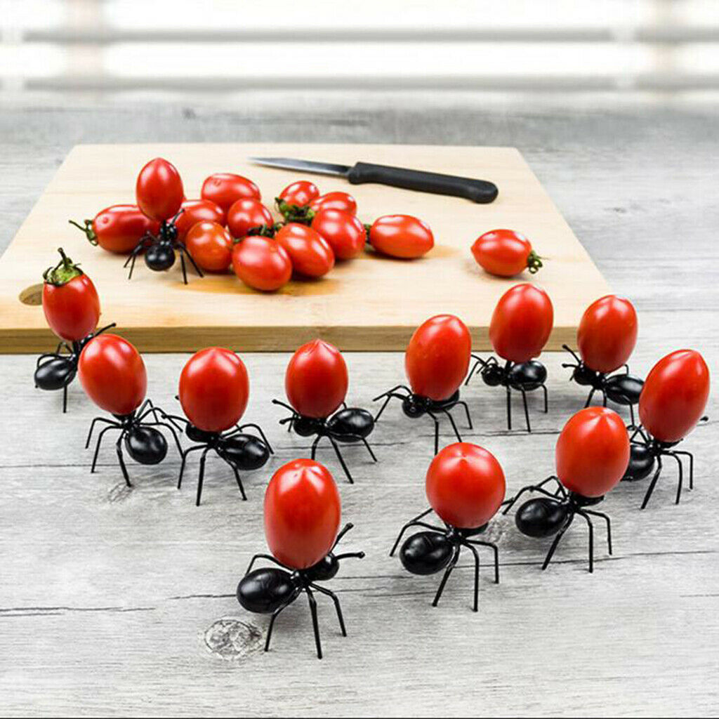Lot of 12, Novelty Pudding Fruit Forks Black Cutlery Reusable Party Supply