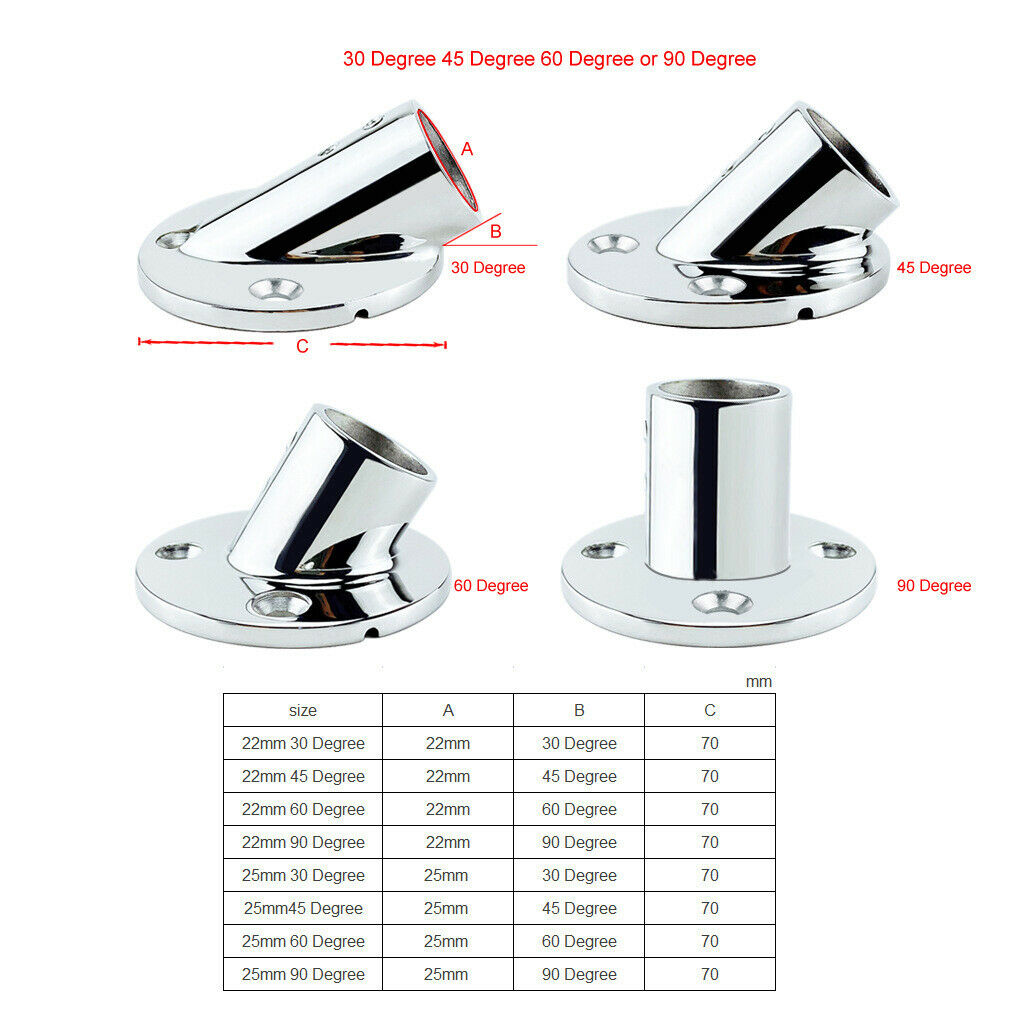 Marine boat made of stainless steel 316, sturdy handrail, 25mm + 60 degrees