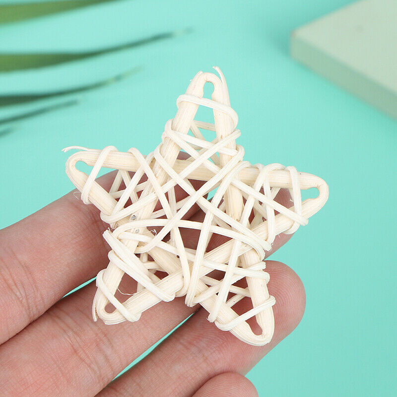 10Pcs DIY Indonesian Vine White Rattan Star Christmas Decoration Woven Wrea KX
