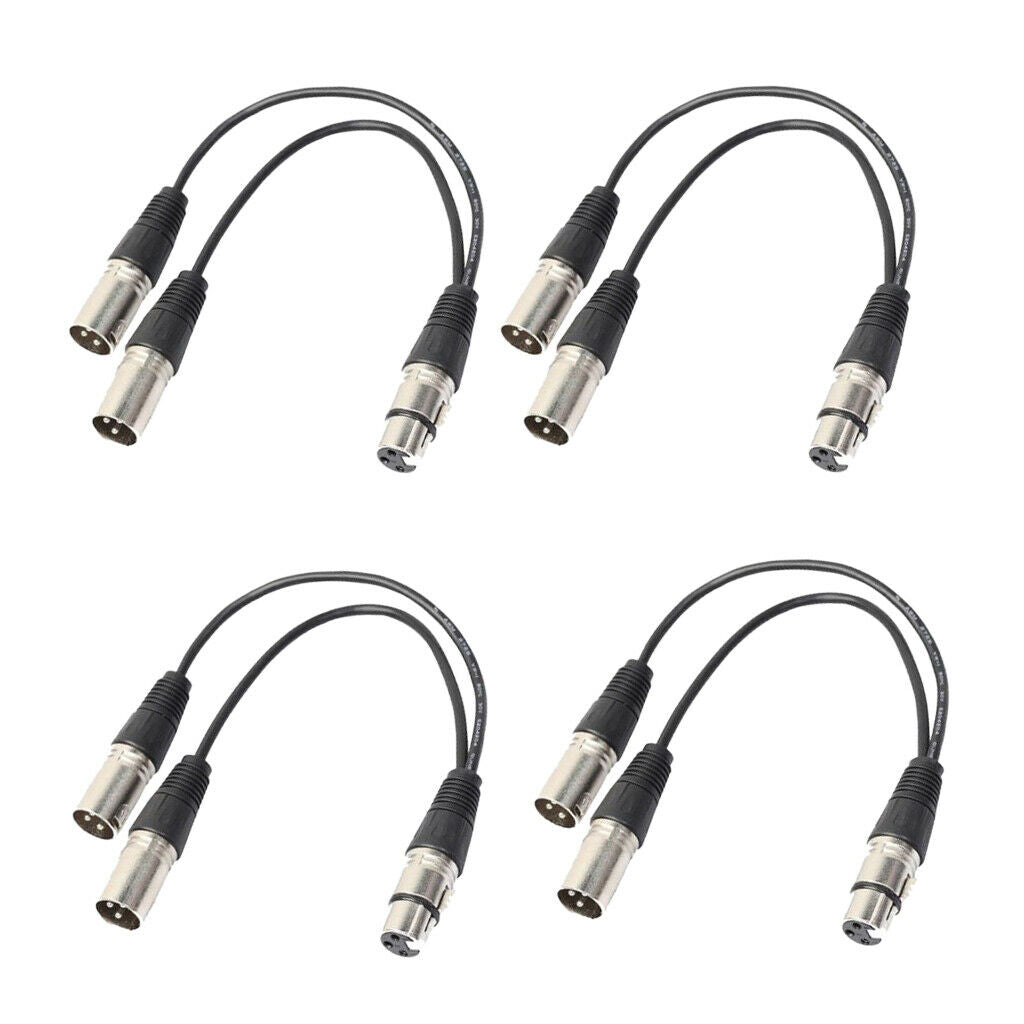 4Pieces 3Pin XLR Female Jack To Dual Male