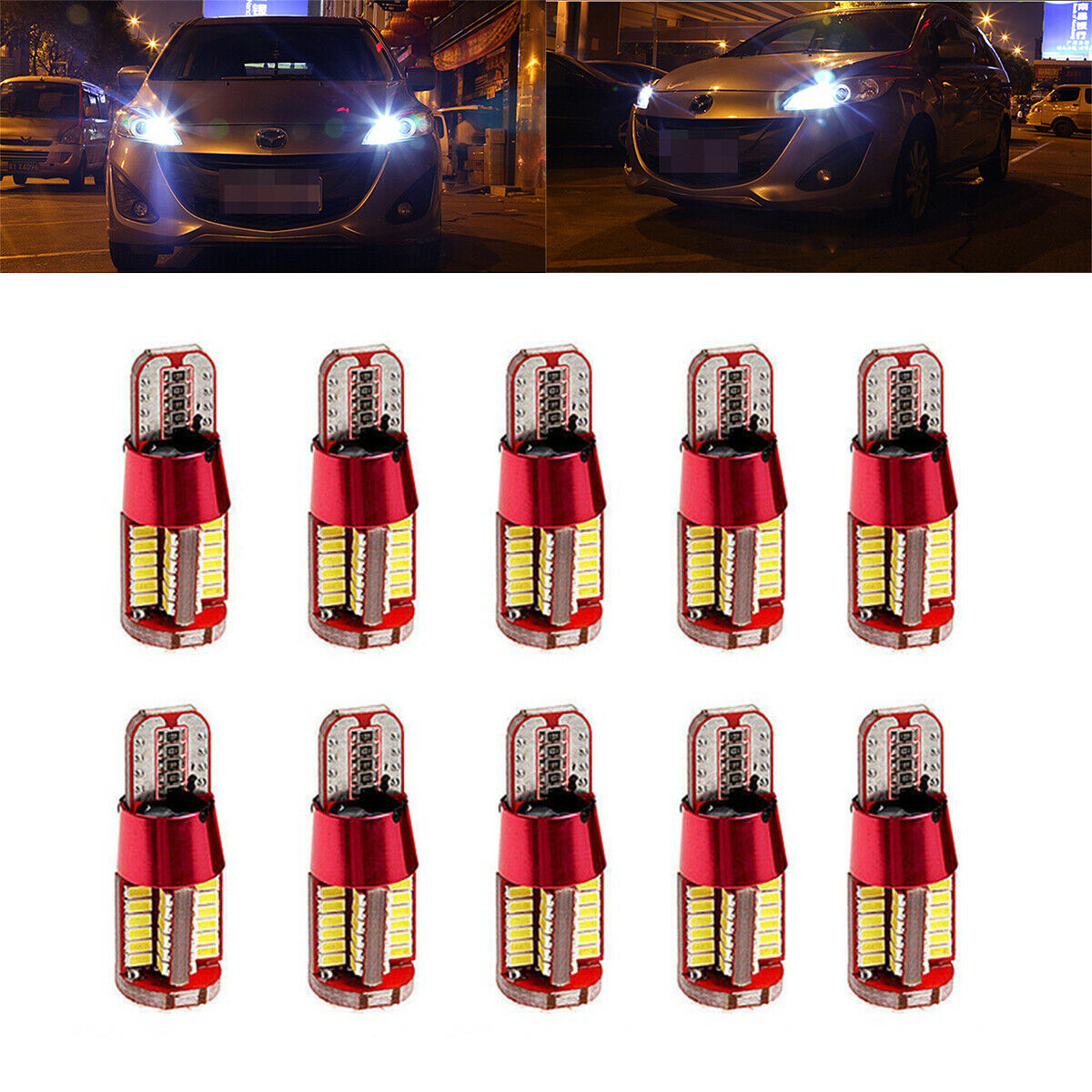 10PCS T10 W5W 194 168 LED No Error Canbus Side Lamp Light Bulb White Fog  light