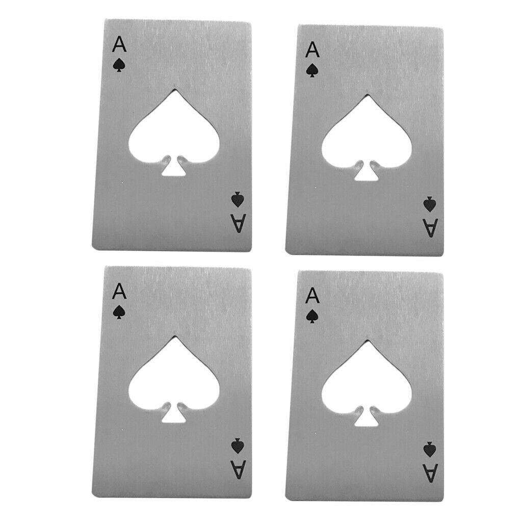4pcs Durable Playing Card Ace of Spades Bar Soda Cover Lid Bottle Opener