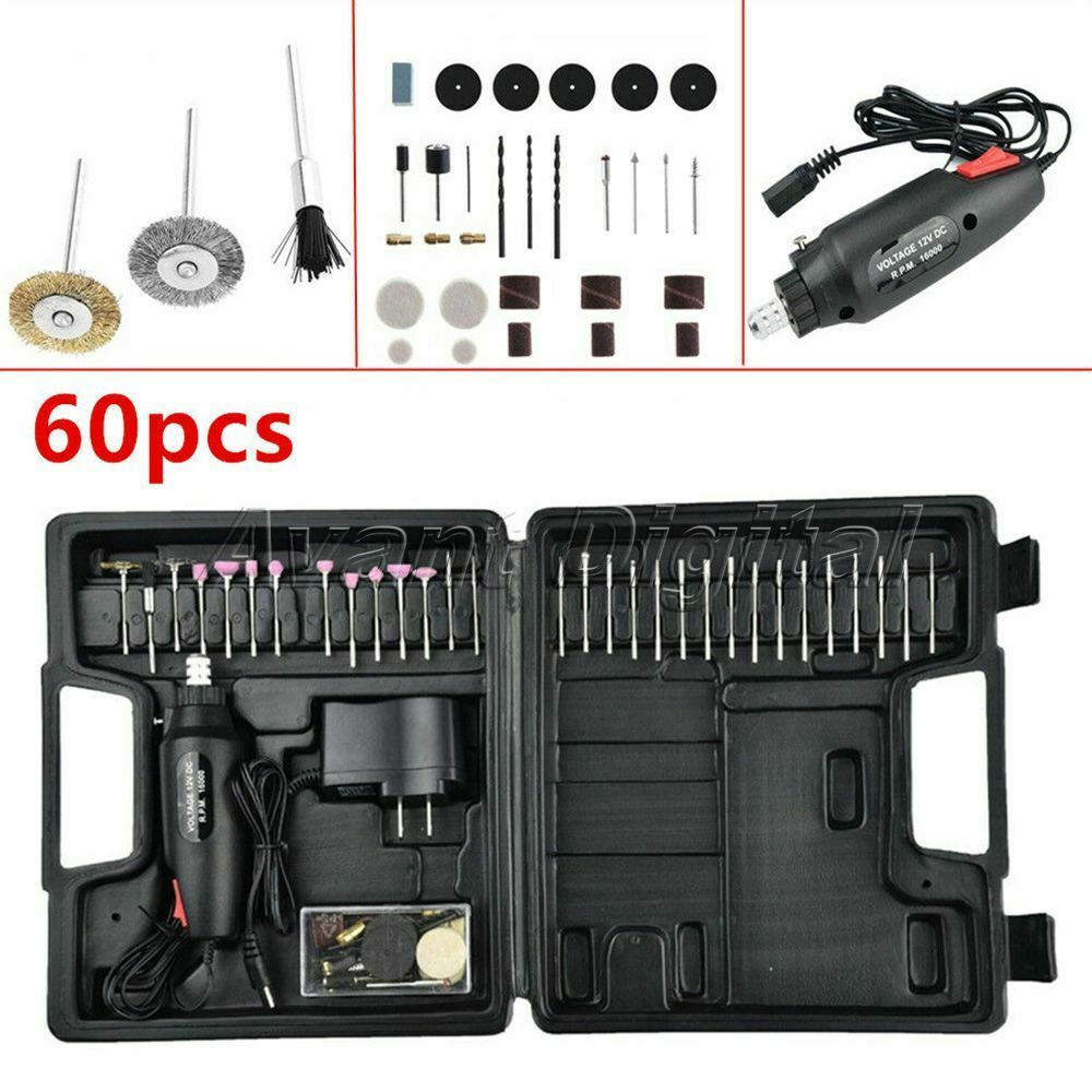 60 pcs Mini Electric Drill Grinder Polishing Drilling Cutting Rotary Tool Kit