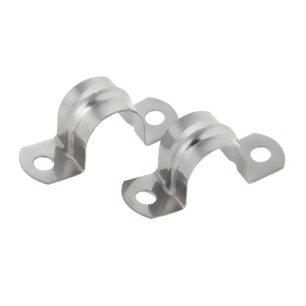 Pair 25mm Diameter Stainless Steel U Shaped Saddle Clamp Tube Pipe Clips