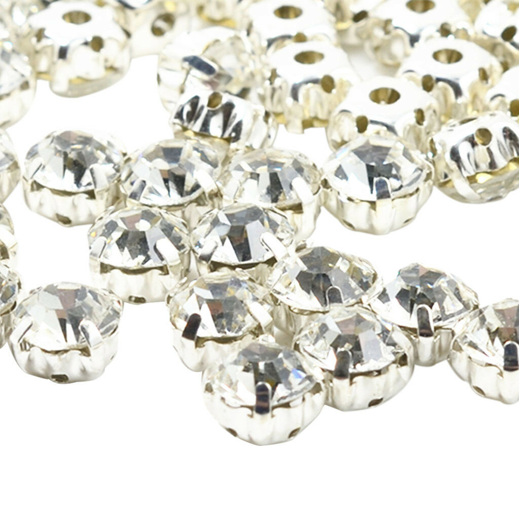 100x Crystal Rhinestone Sew On Loose Faceted Beads for DIY Sewing Crafts 7mm
