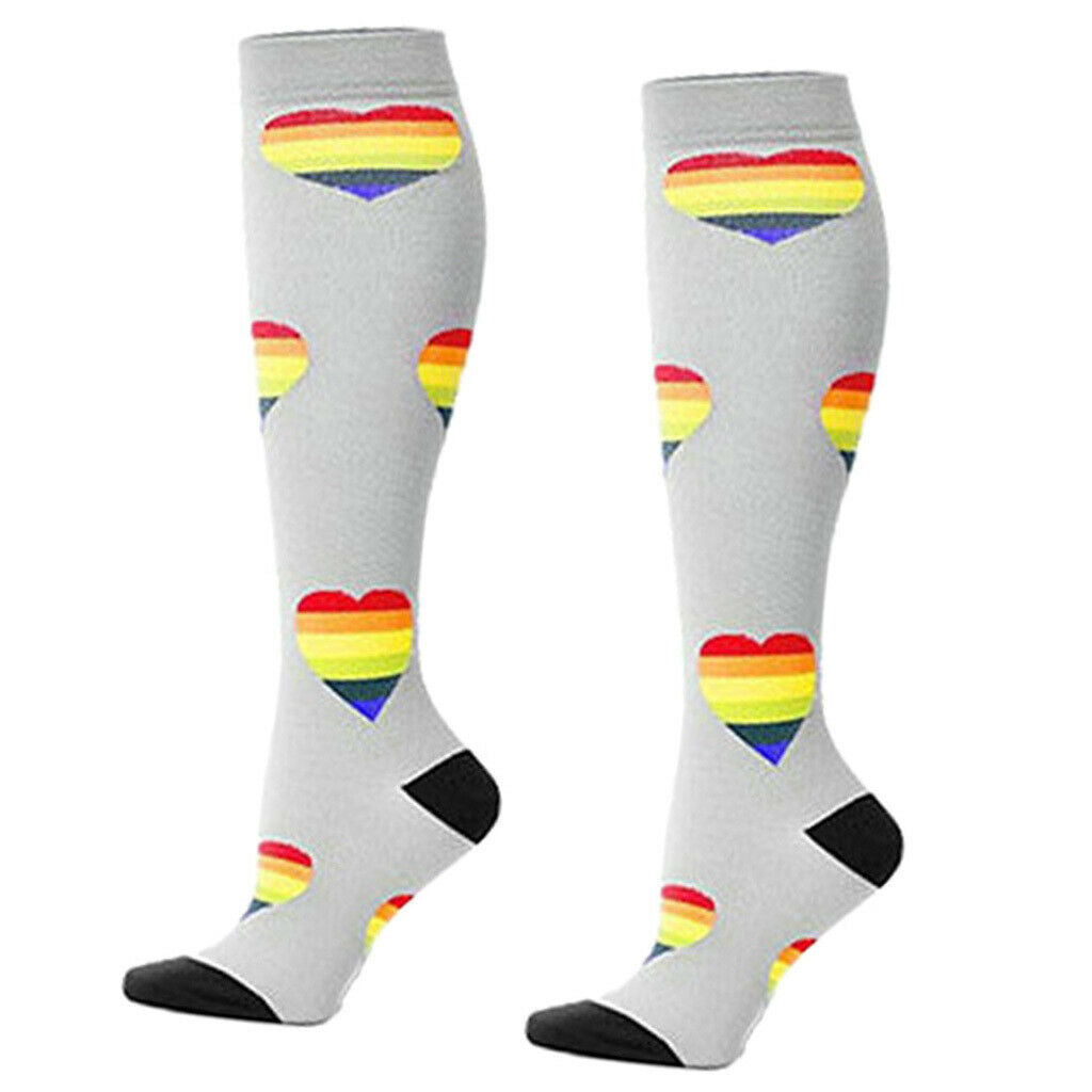 1 Pair Running Sports Leg Support Sleeves Compression Socks Gray M S