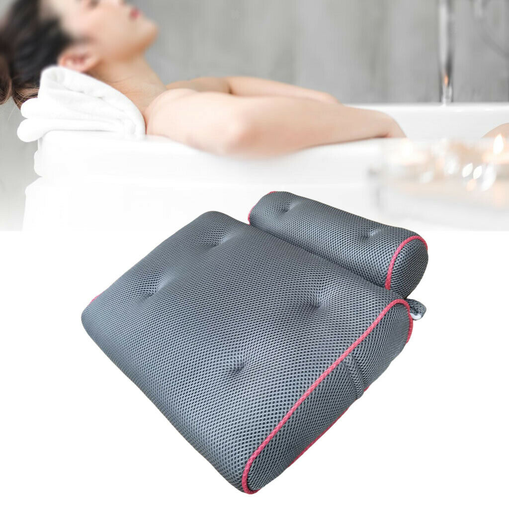 Luxury Bathtub Bath Pillow Suction Hot Tub Head Support Rest Cushion Comfort