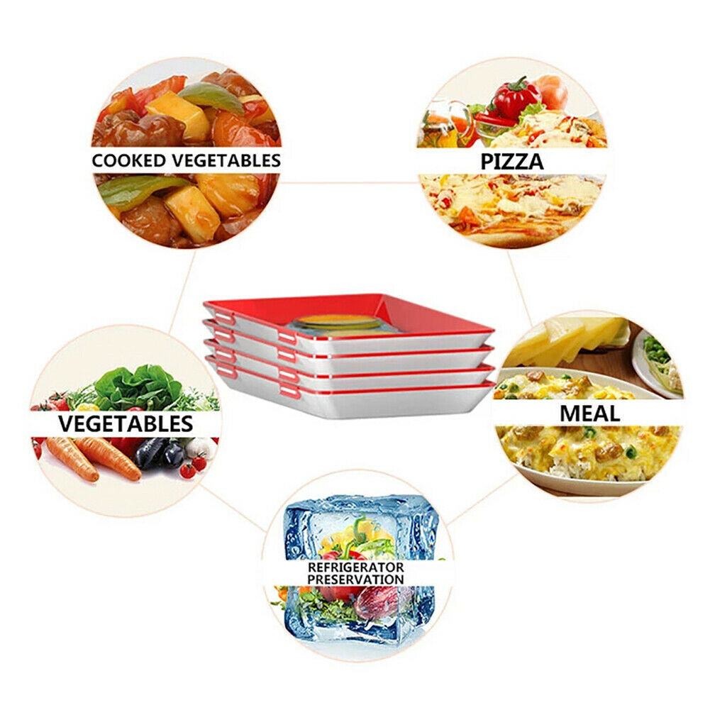 2pcs Stackable Food Preservation Tray Vacuum Seal Food Storage Container @
