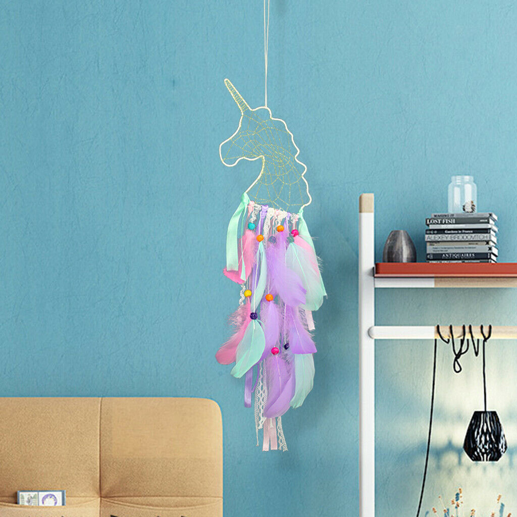 Magical Unicorn Dream Catcher, Handmade Dreamcatchers for Bedroom Wall Hanging &