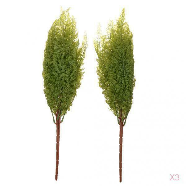 2 Pcs Green Imitation 5 Fork Fern Plastic Artificial Turf Leaves Plant Decor