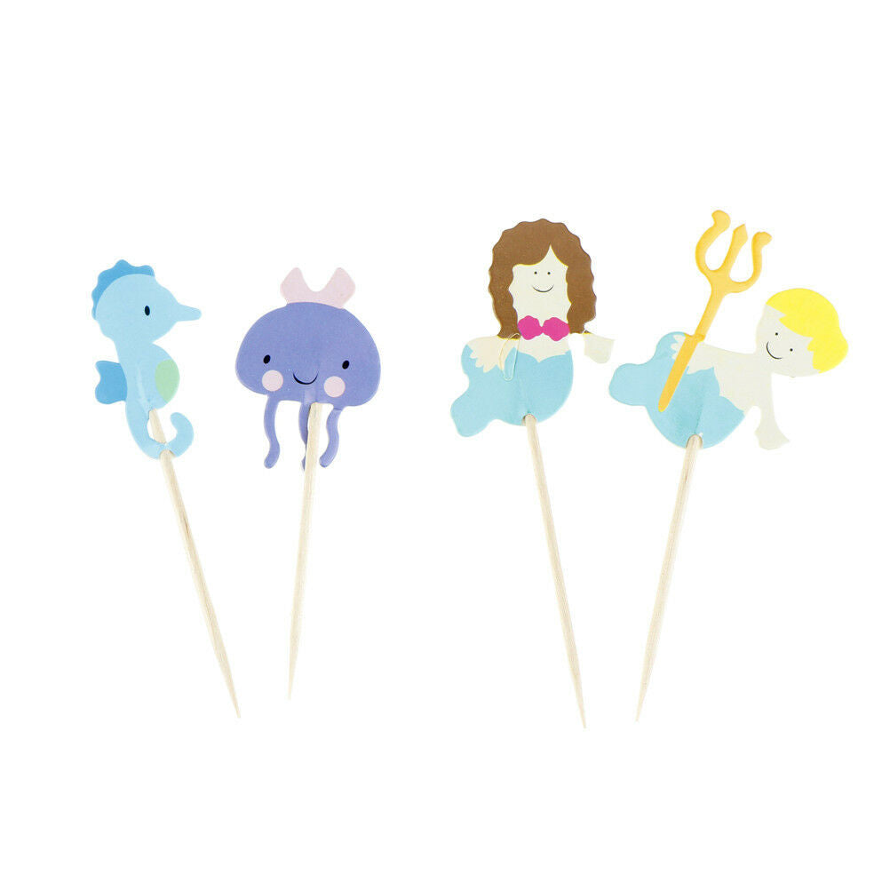 24pcs ocean style hippocampus mermaid cupcake toppers decor party supplie.l8