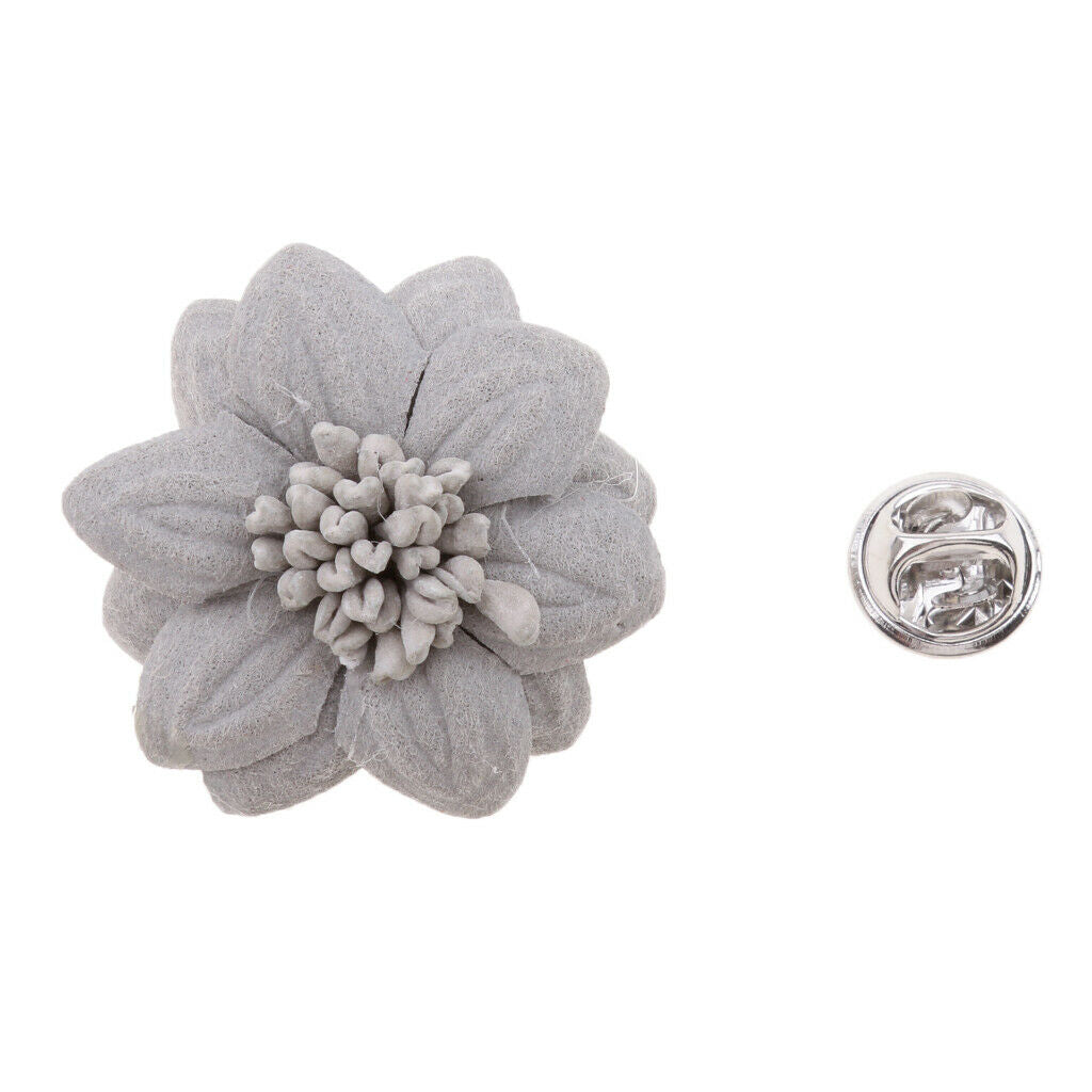Unisex Zephyr Flower Brooch Pin Corsage for Groom Bride Wedding Gray