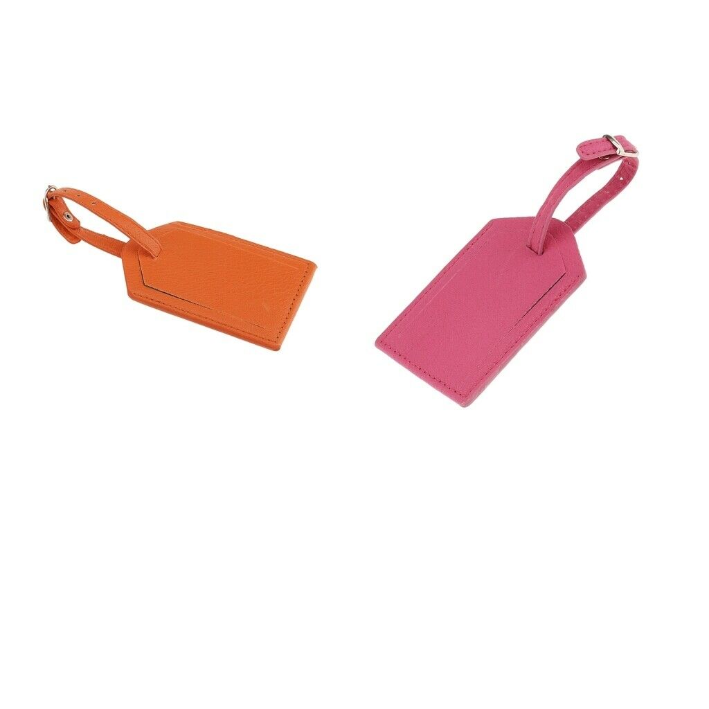 2 Packs PU Leather Travelling Luggage Tags Name ID Address Holder Suitcase