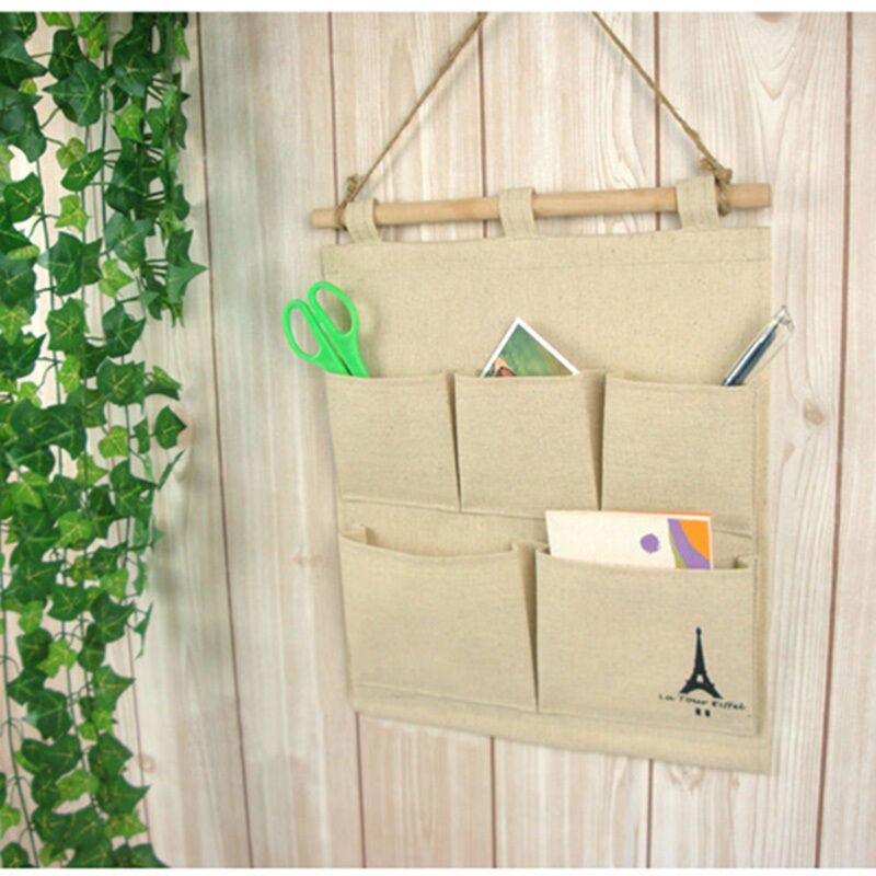 5 Pockets Closet Door Home Wall Hanging Organizer Storage Stuff Bag Pouch.l8