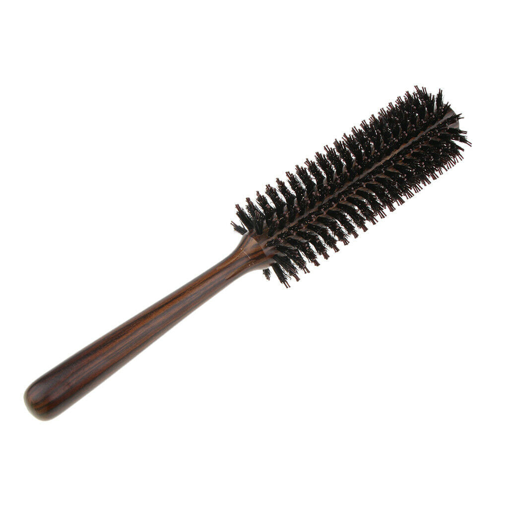 Wooden Round Hair Brush Wavy Curling Styling Detangler Roll Hairbrush Comb M