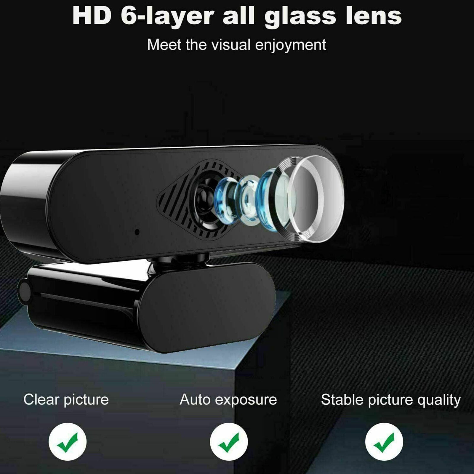 Full HD USB Video Webcam for PC Desktop Laptop Web Camera with Microphone 1080P