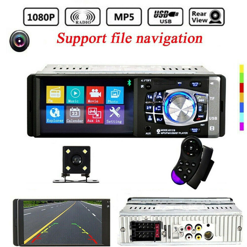 Bluetooth 4.1 Inches HD 1DIN In-Dash Car Stereo Radio MP5 Player FM with Camera/