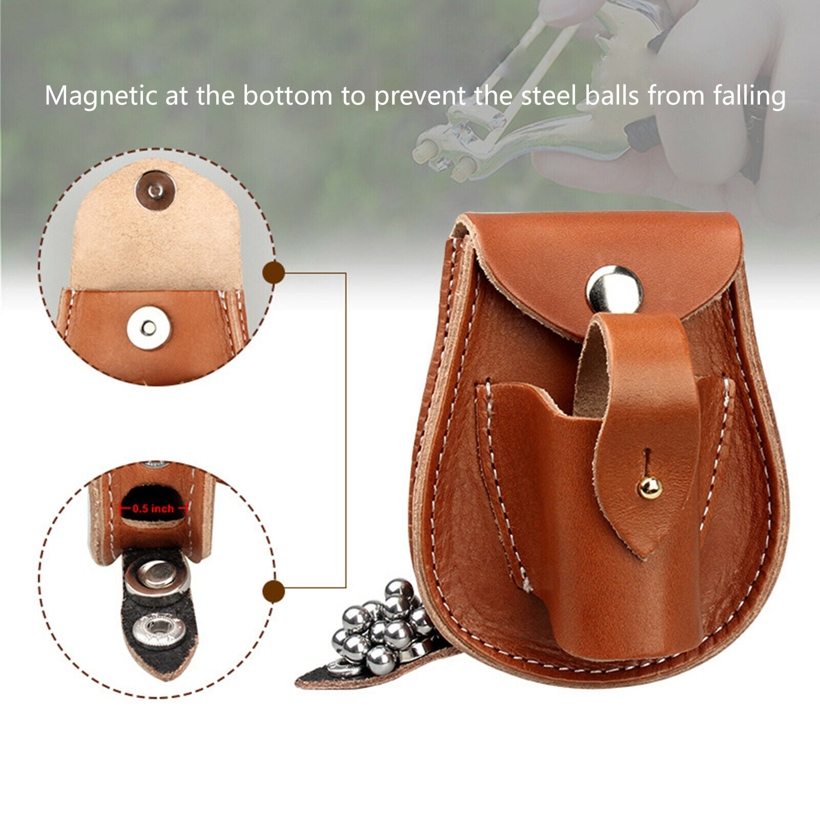 Outdoor Sports Steel Ball Package Leather Slingshot Bag Pouch Case Strap holster