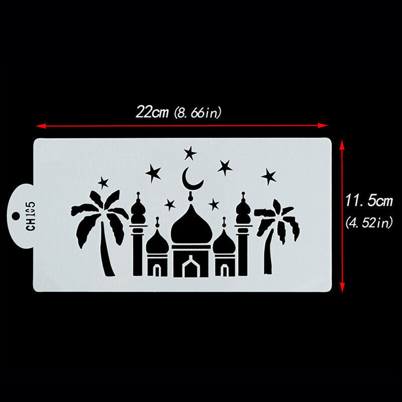 1pc Eid Mubarak Ramadan Cake Template Coffee Spray Stencil DIY Fondant tool
