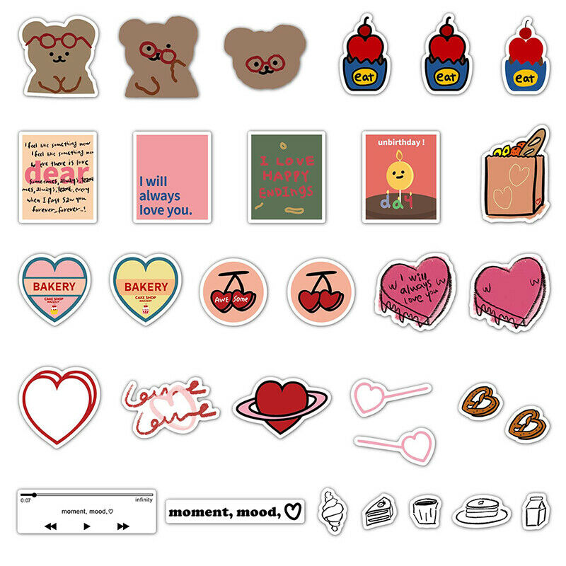 30PCS Series Bear Stickers Decoration Korea Style DIY Seamless Computer SticFCA