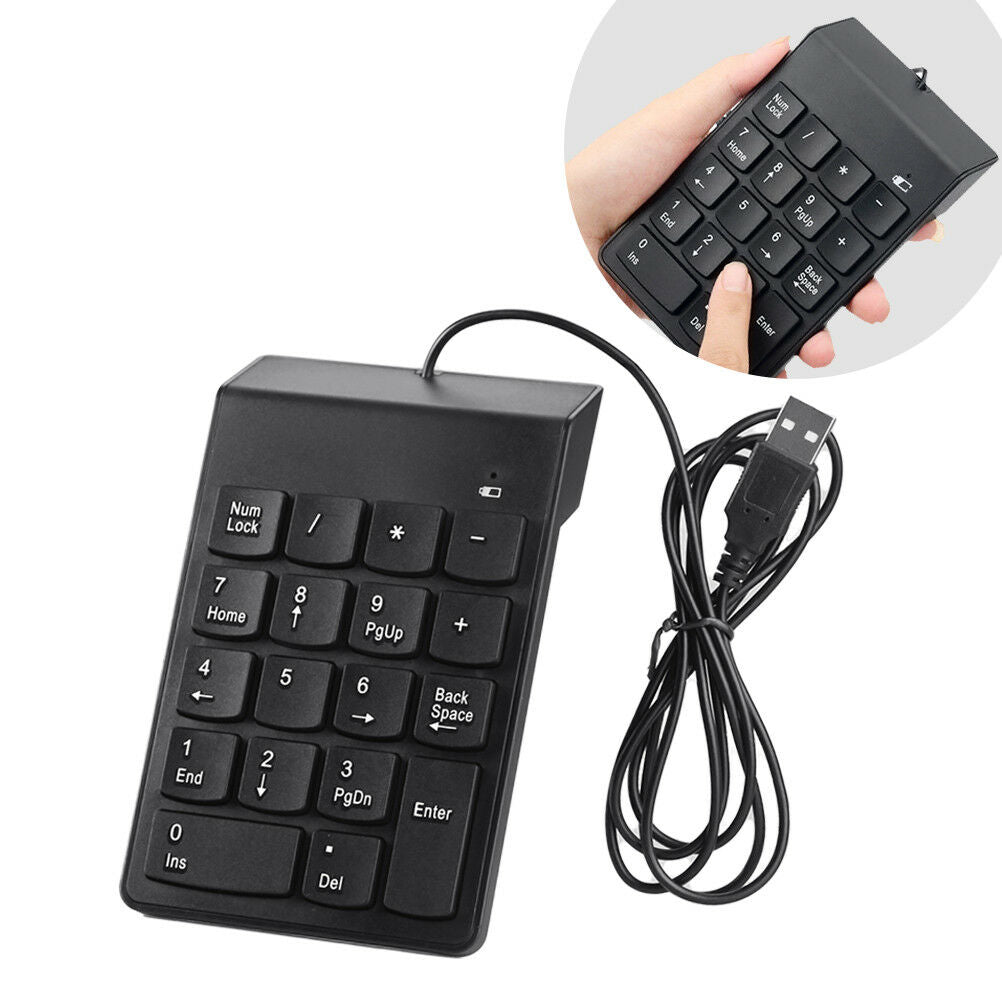 USB Number Pad Numpad Numeric Keypad 18 Keys Keyboard For Laptop Deskto PCBDAU