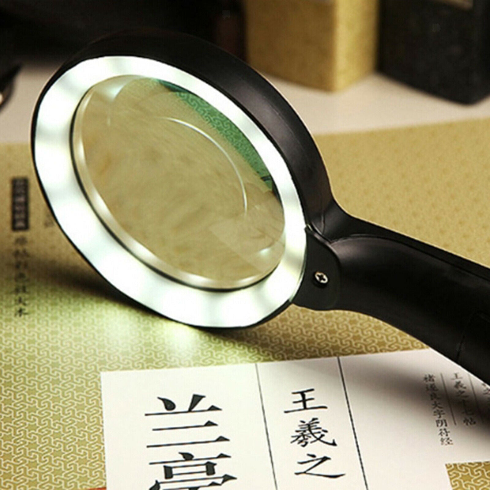 Handle 10X Reading Magnifying Glass Loupe Magnifier for Reading Map 12 LED