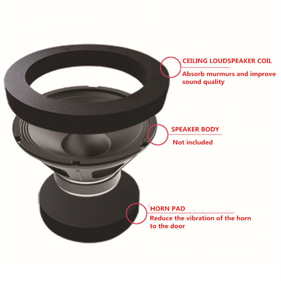 4 Pcs 6.5 inch Black Soundproof Cotton Ring For Car Audio Speaker Bass Door Trim