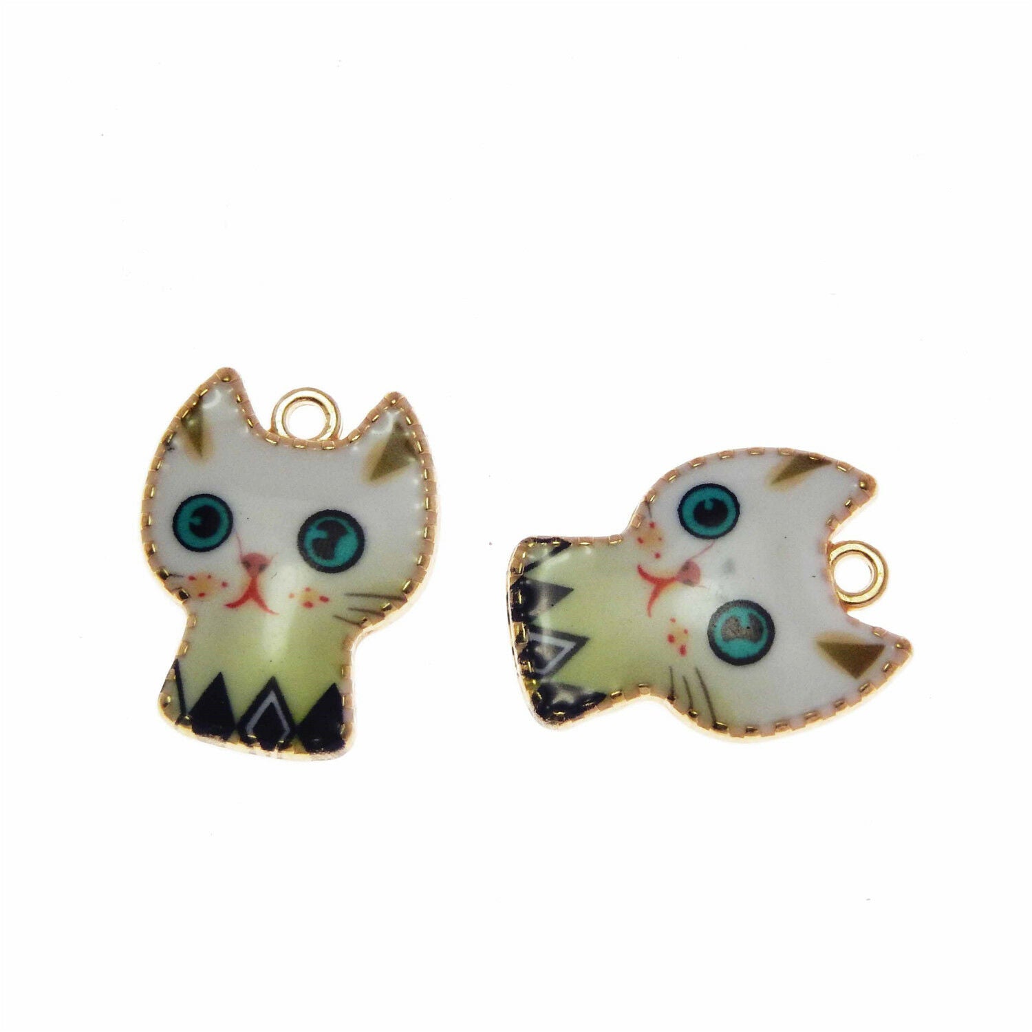 Lot of 10 Enamel Plated Cute Cat Charm Pendant DIY Jewelry Findings 28x23 MM