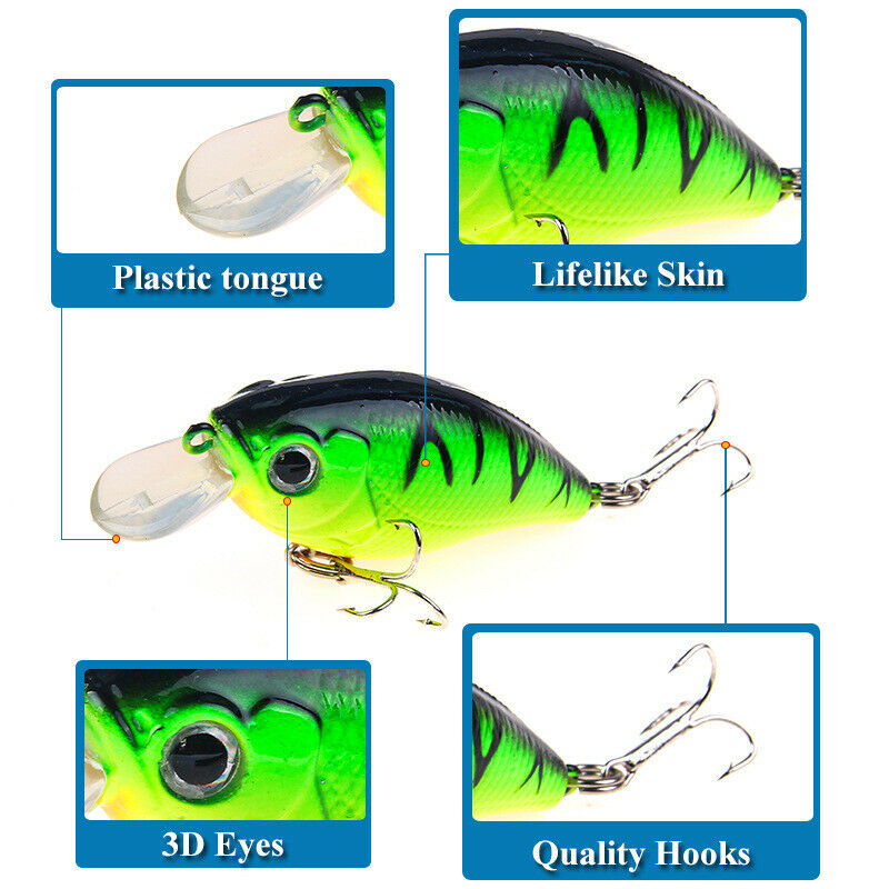 5pcs/set Fishing Lure Fishing Hard Bait Luminous Minnow Floating Swing Bearking