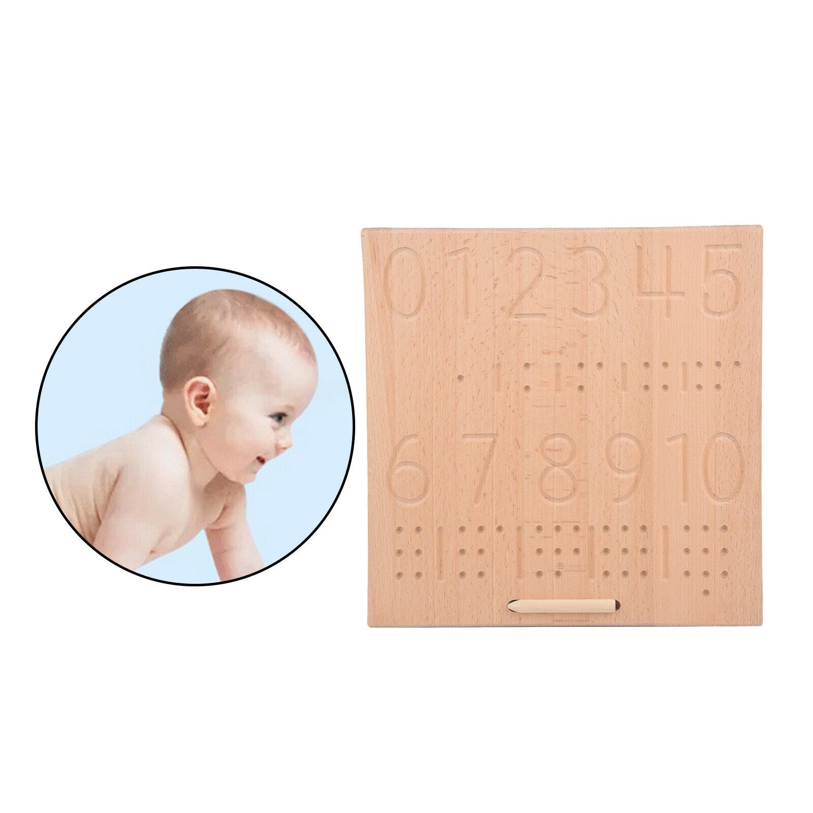 Montessori Educational Wooden ToyBraille Number Tracing Board for Preschool Kids