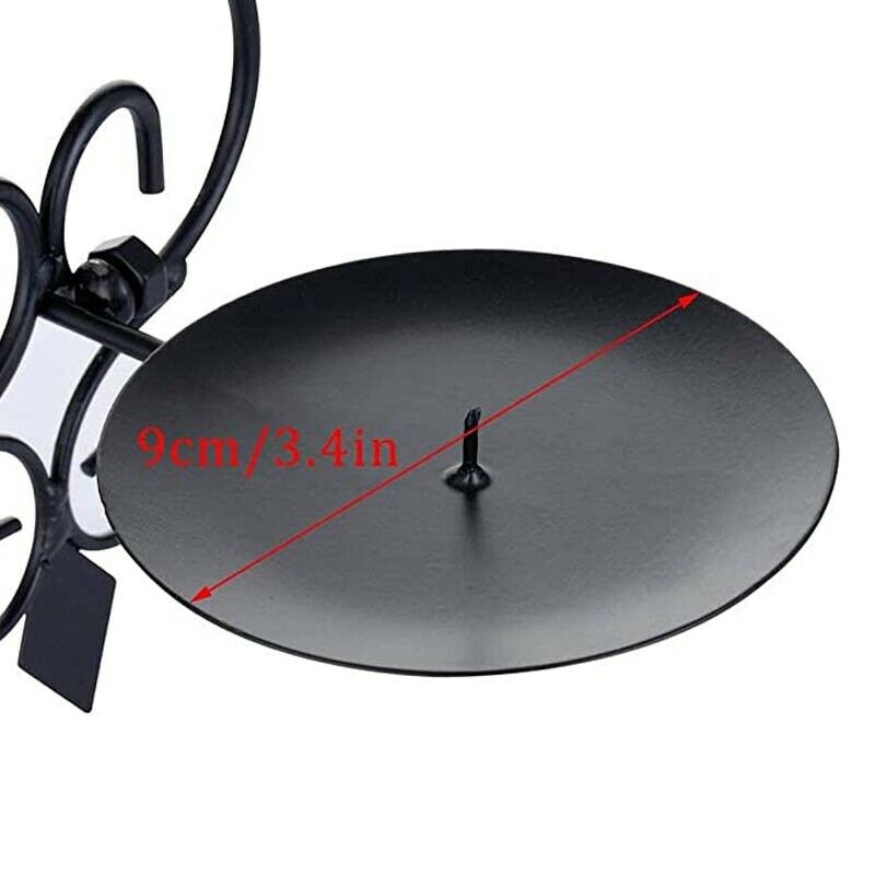 Candle Holder Classical Curved Flower Wall Hanging Candle Holder Black ColumB1U5