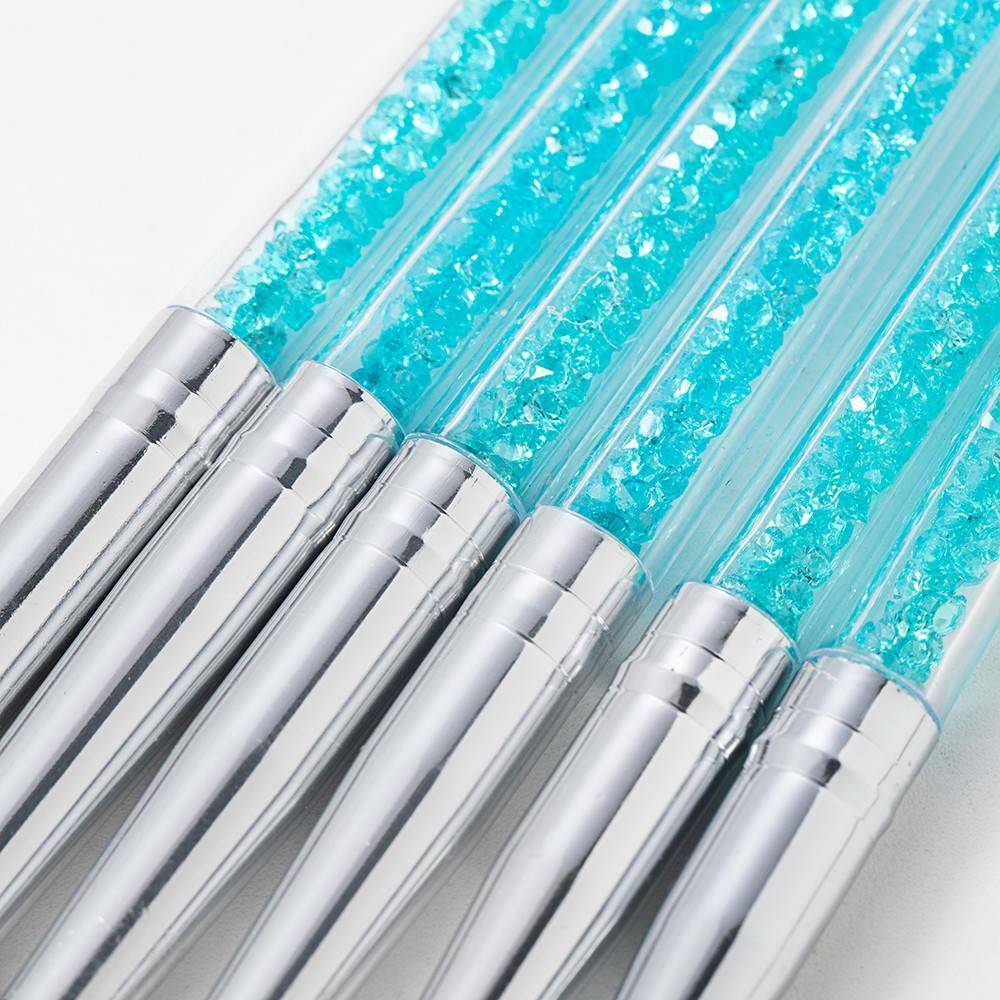6pc/set Pure Kolinsky Sable Acrylic Nail Brush Crimped Metal Round Handle