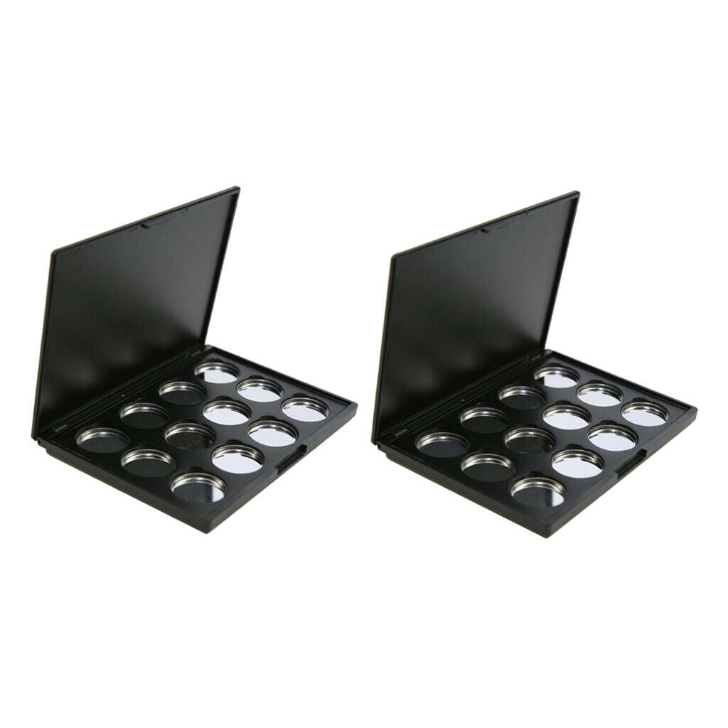 2 Pack 12 Spaces Empty Eyeshadow Palette Concealer Powder Holder Case Tray