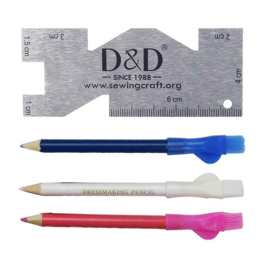Marking Pen Fabric Marker Tailor's Chalk & Metal Sewing Measuring Gauge Rulers