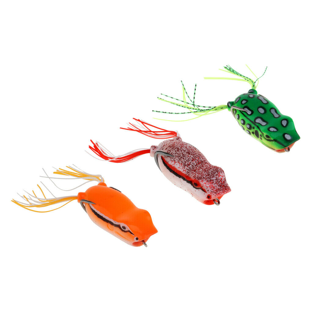 Lifelike Topwater Frog Fishing Lure Soft Crankbaits Hook Baits for Bass Pike