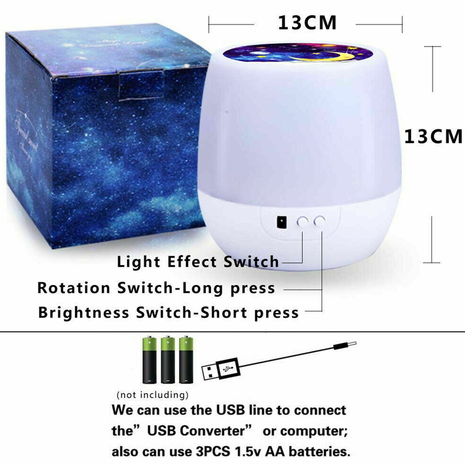 Rotating LED Light Projector Star Moon Sky Baby Kids Night Mood Lamp Xmas Gift