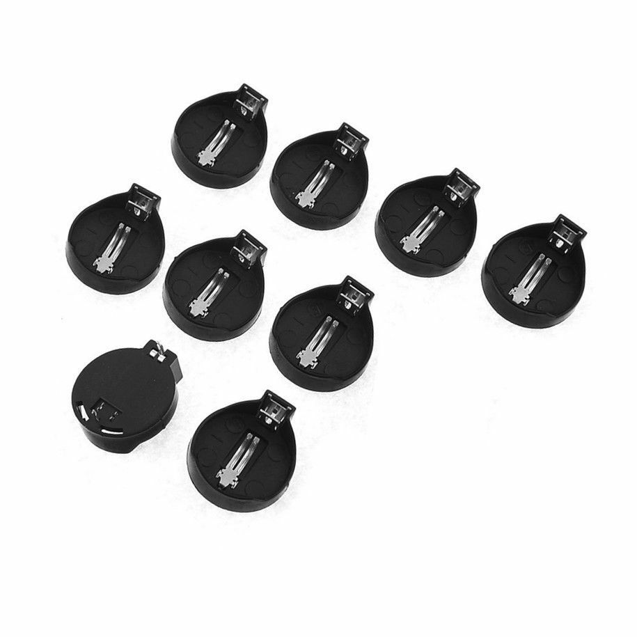 100PCS Button Coin Cell Battery Socket Holder Case Black CR2025 CR2032